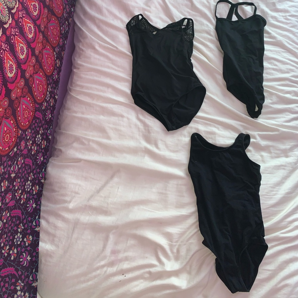 Three Black Dance Leotards
